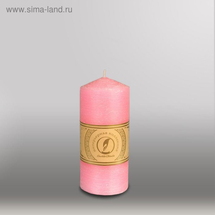 Свеча цилиндр с конусом "Рельеф", 70x150мм,  розовый - Фото 1