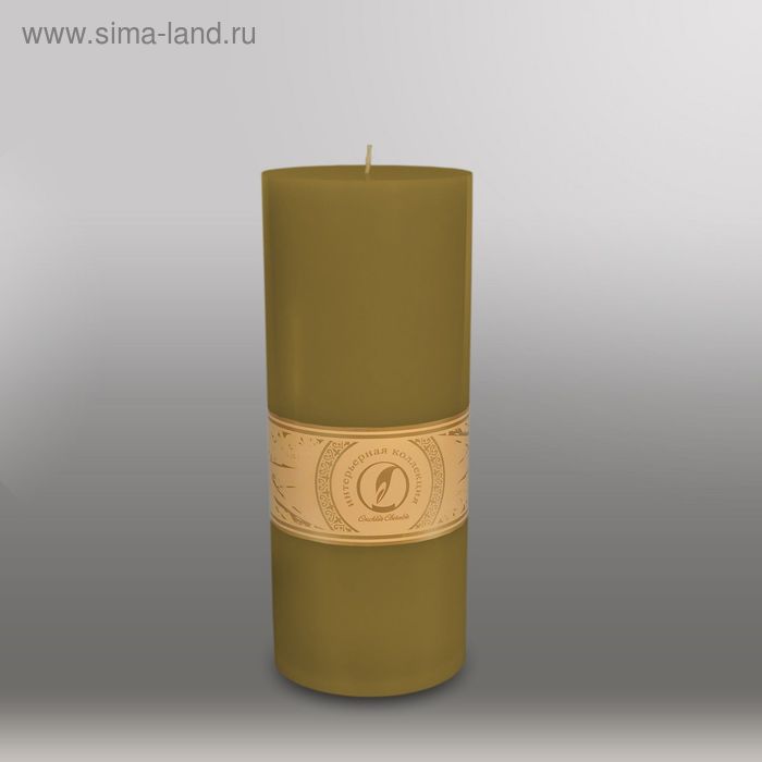 Свеча цилиндр "Классика", 100x255мм,  оливковый - Фото 1