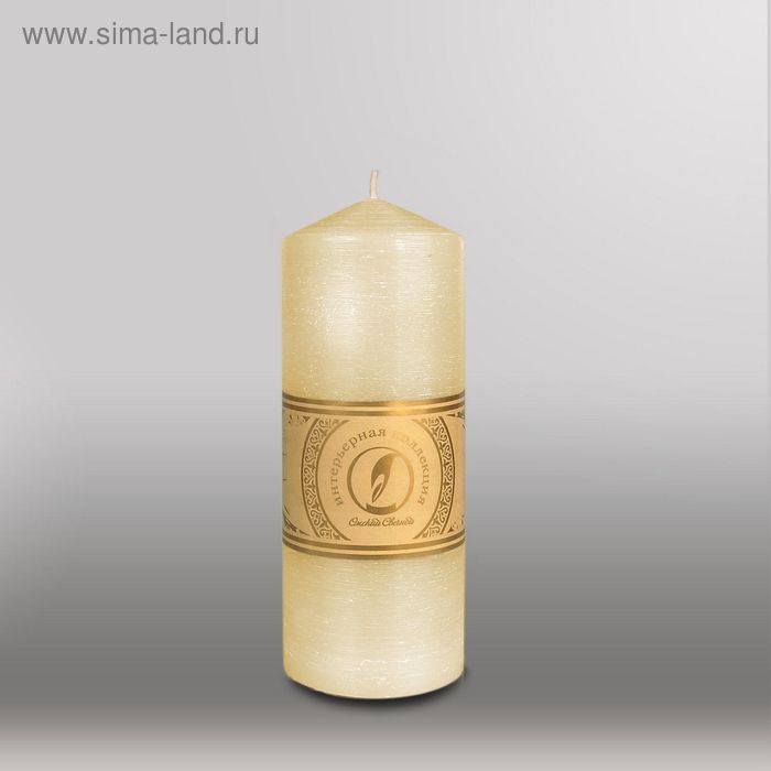 Свеча цилиндр с конусом "Рельеф", 70x200мм,  кремовый - Фото 1