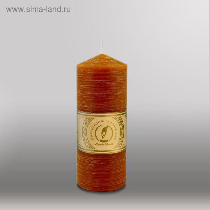 Свеча цилиндр с конусом "Рельеф", 70x200мм,  коричневый - Фото 1