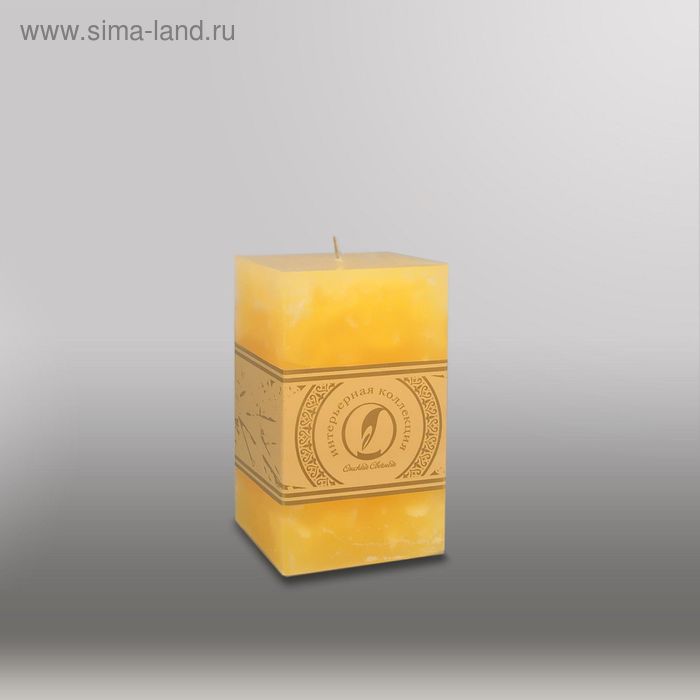 Свеча квадратная призма "Мрамор", "Металлик", 75х75х125мм, мм,  желтый - Фото 1