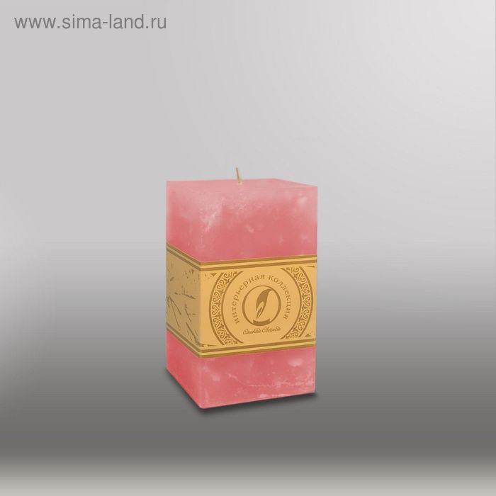Свеча квадратная призма "Мрамор", "Металлик", 75х75х125мм, мм,  розовый - Фото 1
