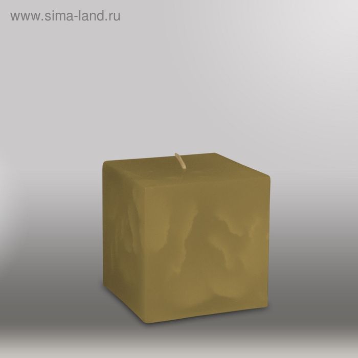 Свеча куб "Мрамор", 75мм,  оливковый - Фото 1
