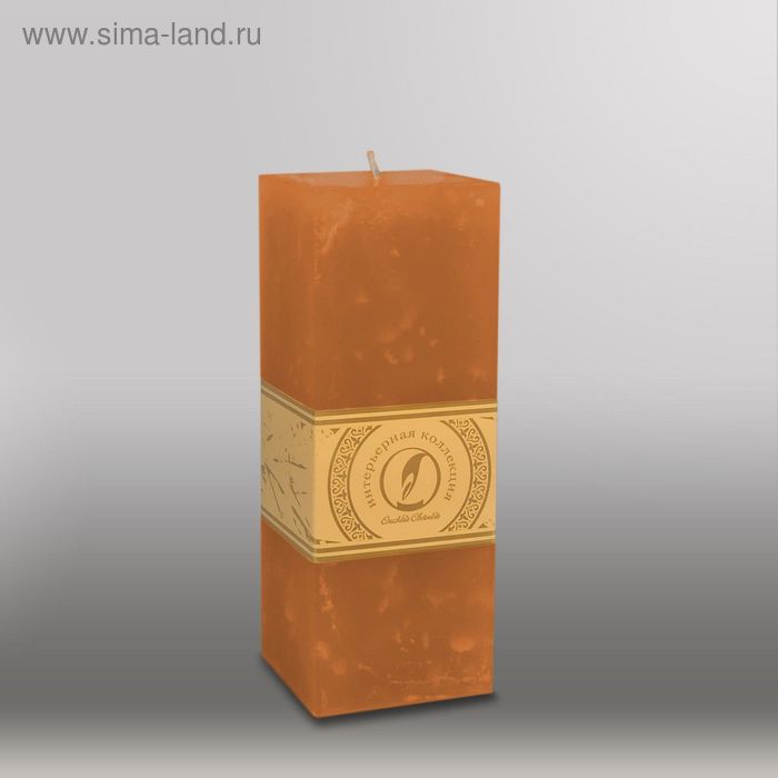 Свеча квадратная призма "Мрамор", 75х75х205мм,  коричневый - Фото 1
