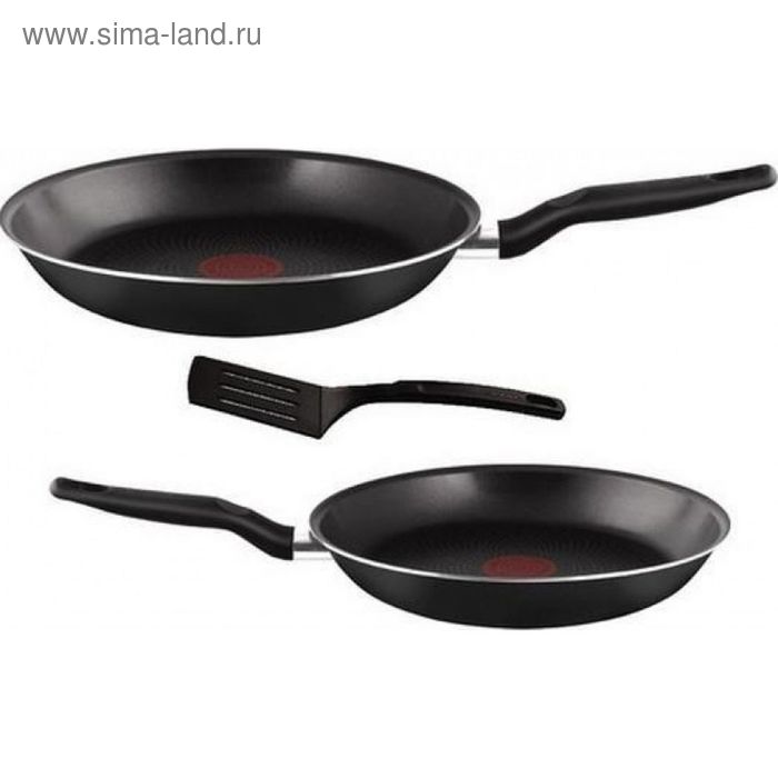 Набор сковородок Tefal Just Black, 3 предмета: 2 сковороды, лопатка - Фото 1