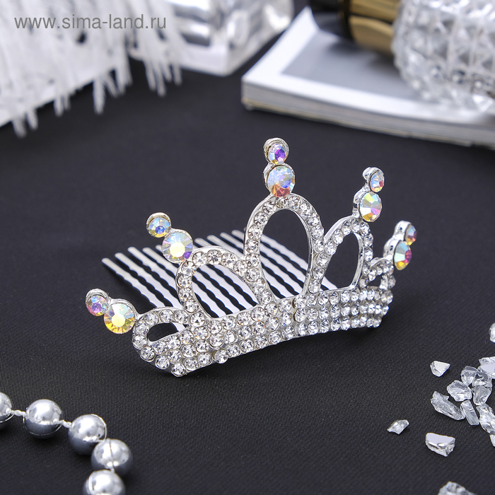 Диадема для волос «Королевская особа», кристаллы, 4×8 см, серебро - Фото 1