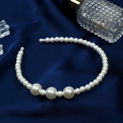 Ободок для волос «Жемчужный рай», 0.8 см, белый