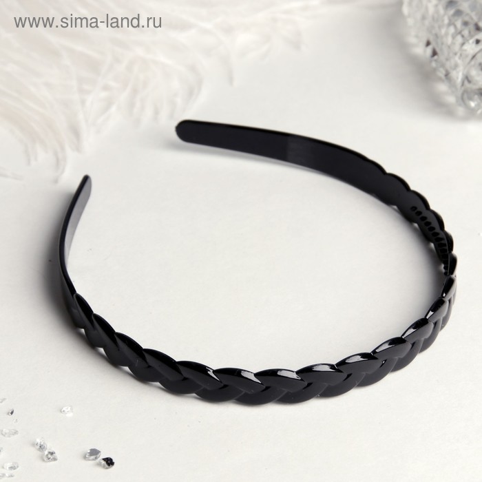 Ободок для волос «Ночь», косичка, 1 см, чёрный - Фото 1