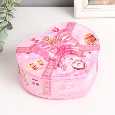 Шкатулка музыкальная механическая «Сердце в банте», 16×18×7.5 см, МИКС