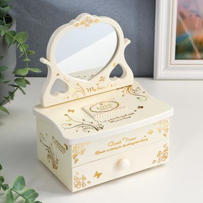 Шкатулка музыкальная механическая «Трельяж с золотым узором», пластик, 16.5×11×20 см