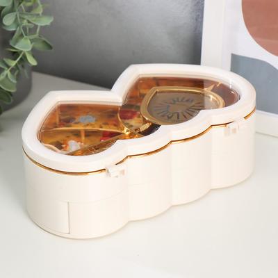 Музыкальная шкатулка механическая «Белые сердца», пластик, 12.5×21.5×7.5 см