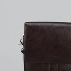 Планшет мужской, 3 отдела, 2 наружных кармана, регулируемый ремень, коричневый - Фото 4
