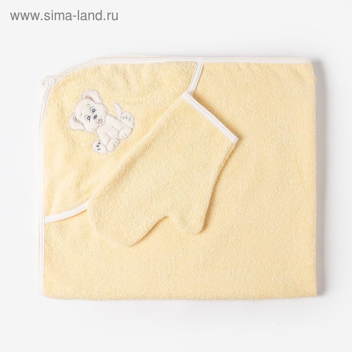 Набор для купания (полотенце-уголок, рукавица), размер 100х110 см, цвет МИКС - Фото 1