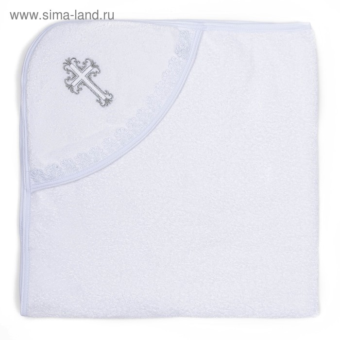 Полотенце-уголок для крещения с вышивкой, размер 100х100 см, цвет белый К40/1 - Фото 1