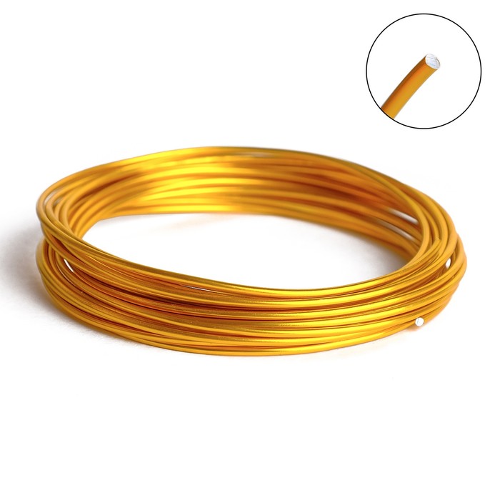 Проволока для плетения d=2 мм, намотка 5 м, цвет золото - Фото 1