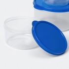 Набор контейнеров для хранения еды Доляна, 3 шт. 150 мл, 300 мл, 500 мл, прозрачные, крышка синяя - Фото 4