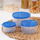 Набор контейнеров для хранения еды Доляна, 3 шт. 150 мл, 300 мл, 500 мл, прозрачные, крышка синяя - Фото 6