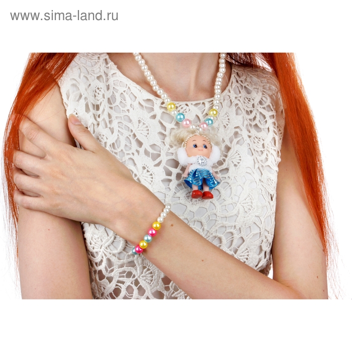 Набор детский «Выбражулька» 2 предмета: кулон, браслет, куколки, МИКС - Фото 1