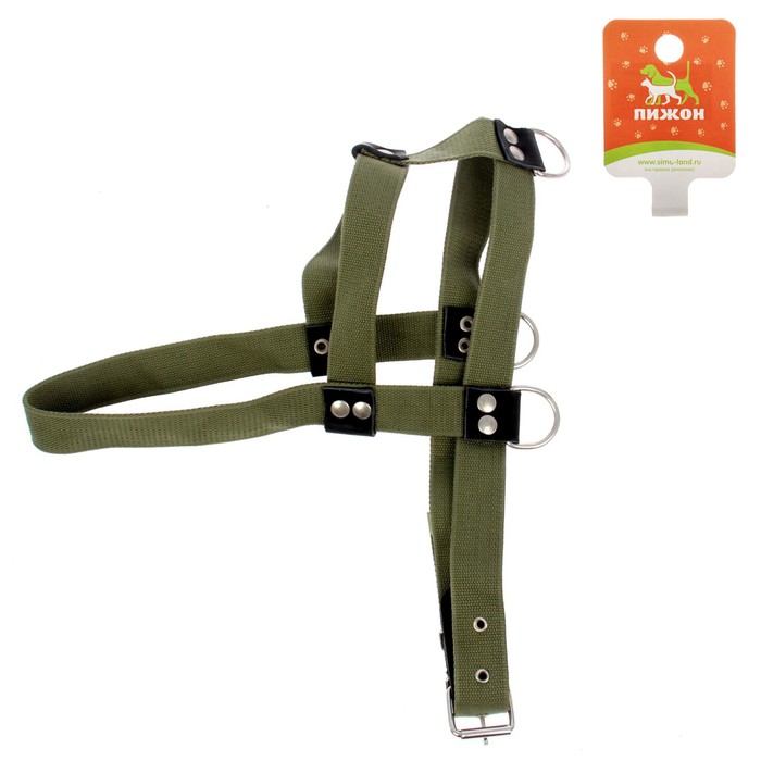 Шлейка брезентовая «Ездовая» №1, 3.6 см, обхват шеи 80 см, обхват груди 80-92 см - Фото 1