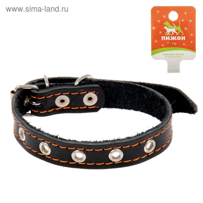 Ошейник кожаный однослойный безразмерный, 45 х 2 см, микс цветов - Фото 1