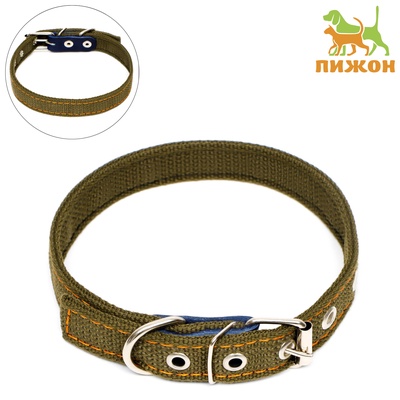 Ошейник брезентовый двухслойный, 50×2 см, ОШ 25-35 см, хаки