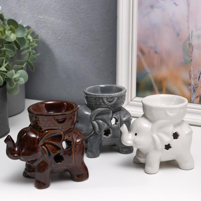 Аромалампа для эфирных масел «Слоненок», керамика, глянец, 9×9.5×6 см, МИКС - Фото 1