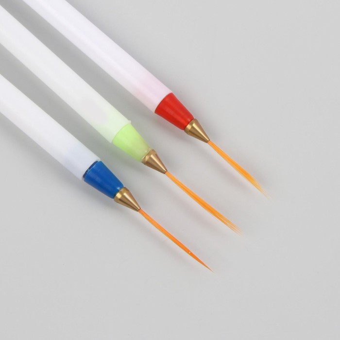 Набор кистей для дизайна ногтей «Волос», 3 шт, 18 см, цвет белый 14487