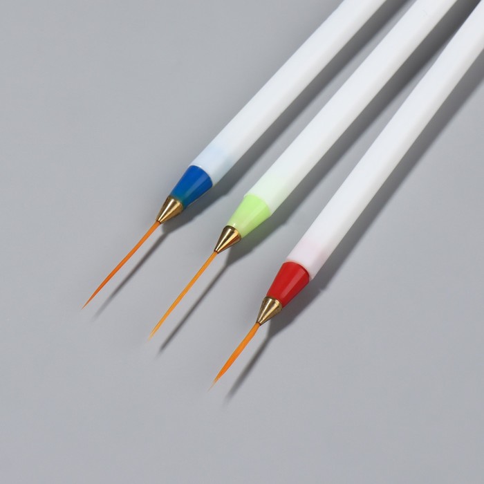 Набор кистей для дизайна ногтей «Волос», 3 шт, 18 см, цвет белый 14487