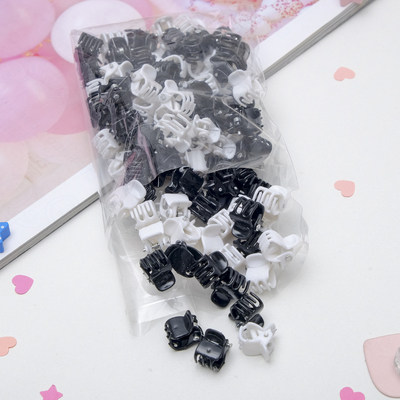 Крабики для волос«Мини», набор 100 шт., простой, 1 см, чёрно-белые