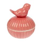 Шкатулка керамика "Птица на ракушке" розовая 7,3х7,3х9 см - Фото 1