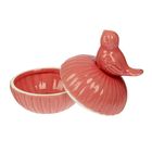 Шкатулка керамика "Птица на ракушке" розовая 7,3х7,3х9 см - Фото 2