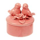 Шкатулка керамика "Птенцы у розы" розовая 8,7х9,5х9,5 см - Фото 1