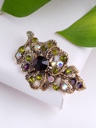 Брошь «Цветок» орхидея, цвет фиолетово-зелёный в чернёном золоте  (артикул 236212)  большой выбор товаров оптом и в розницу по низким ценам с доставкой