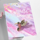 Брошь «Птичка» колибри, малиново-зелёная в чернёном золоте - Фото 3