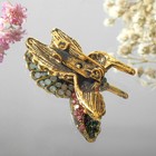 Брошь «Птичка» колибри, малиново-зелёная в чернёном золоте - Фото 4