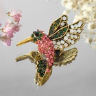 Брошь «Птичка» колибри, малиново-зелёная в чернёном золоте - Фото 1