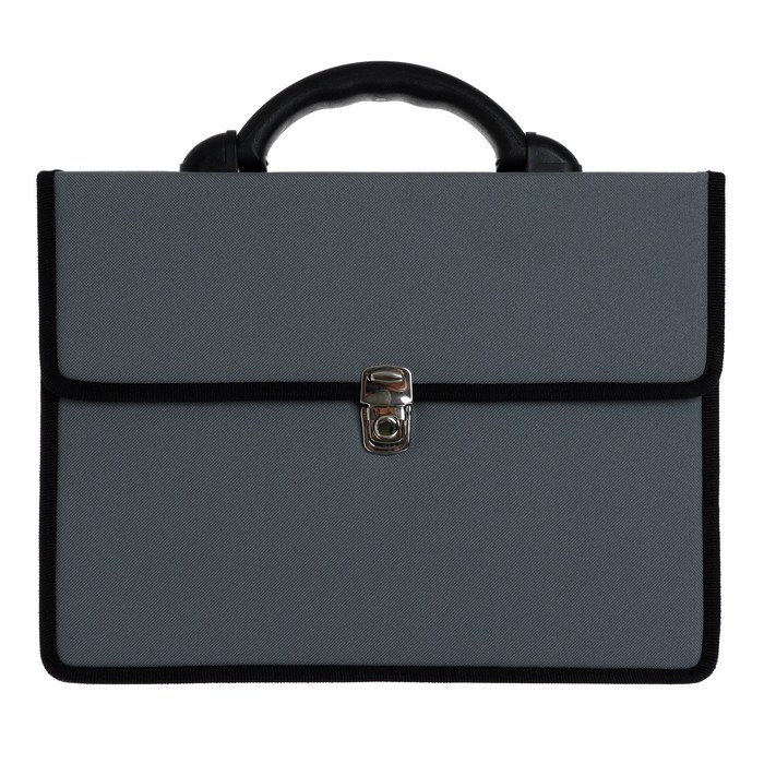 Портфель деловой 350 х 260 х 100 мм, текстильный, 2 отделения, К 1С11 "Выборг", серый - Фото 1