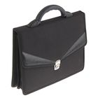 Портфель деловой 350×260×100 мм, текстильный, 2 отделения «Ладога» комбинированный чёрный 1С112 - Фото 2