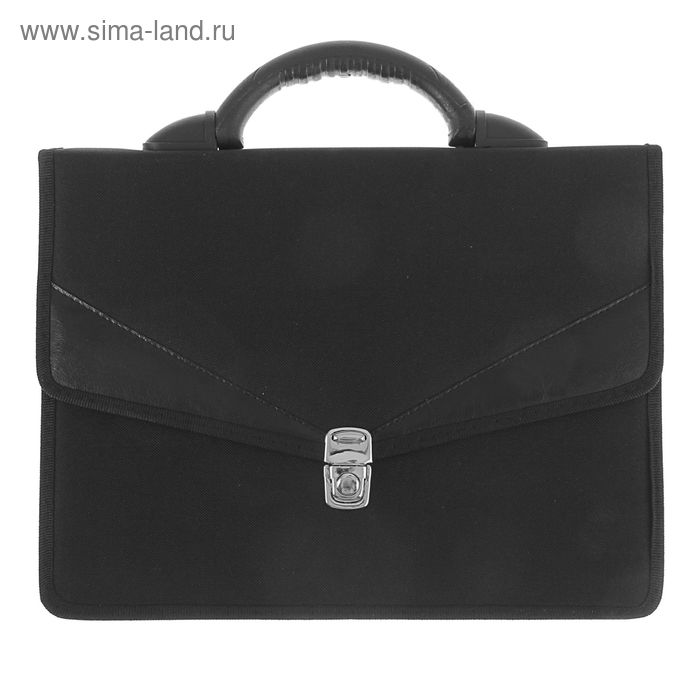Портфель деловой 350×260×100 мм, текстильный, 2 отделения «Ладога» комбинированный чёрный 1С112 - Фото 1