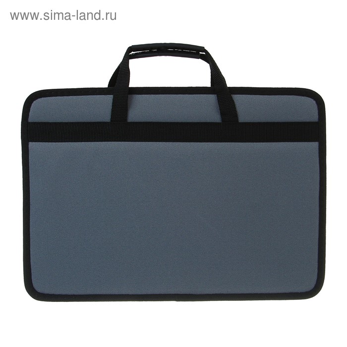 Папка с ручками текстильная, А4, 365 х 260 х 50 мм, 1С13 "Луга", каркасная, серая - Фото 1