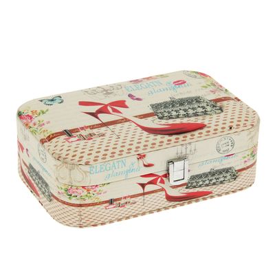 Шкатулка кожзам под часы 1 отделение и бижутерию "Женские мелочи" 22х14,5х7 см