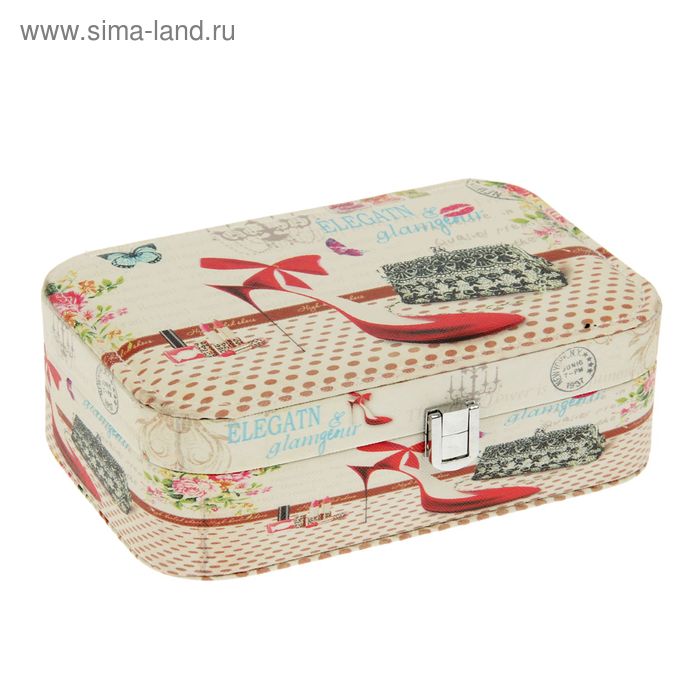 Шкатулка кожзам под часы 1 отделение и бижутерию "Женские мелочи" 22х14,5х7 см - Фото 1