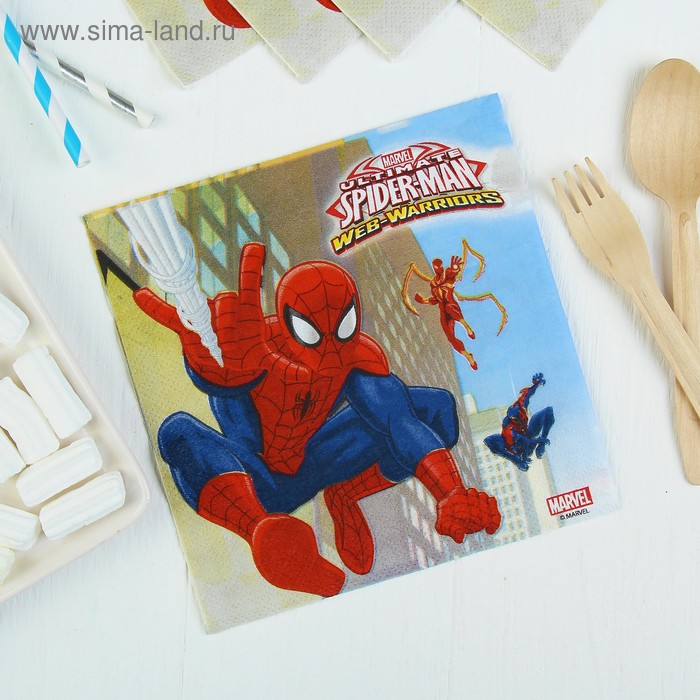 Салфетки бумажные «Человек-Паук», 33х33 см, набор 20 шт. - Фото 1