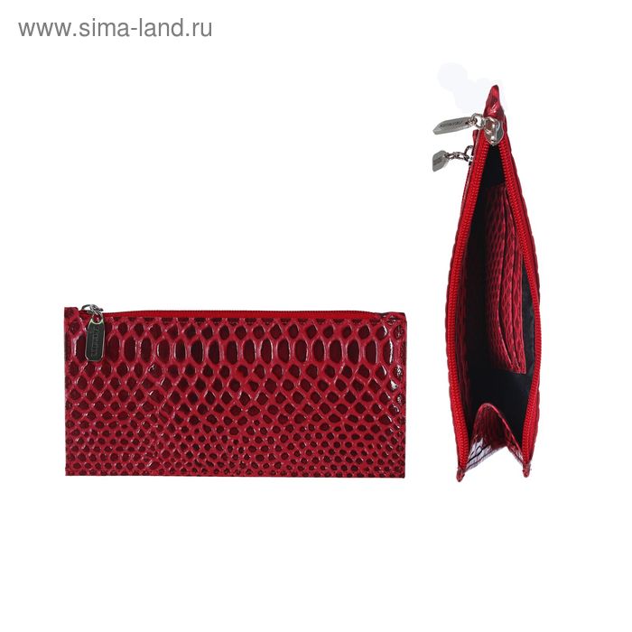 Кошелёк женский на молнии, 2 отдела для купюр, для кредитных карт, наружный карман, цвет бордовый - Фото 1