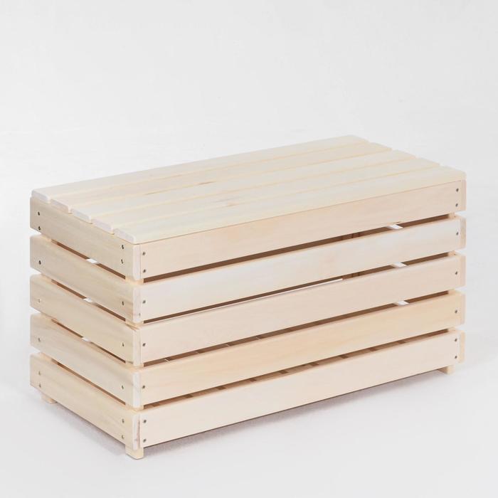 Скамейка с ящиком для бани и сауны, 80×40×45 см, липа, «Добропаровъ»