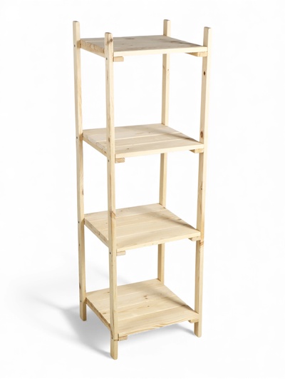 Стеллаж деревянный, 4 полки, 140×40×40 см, липа, напольный, «Добропаровъ»
