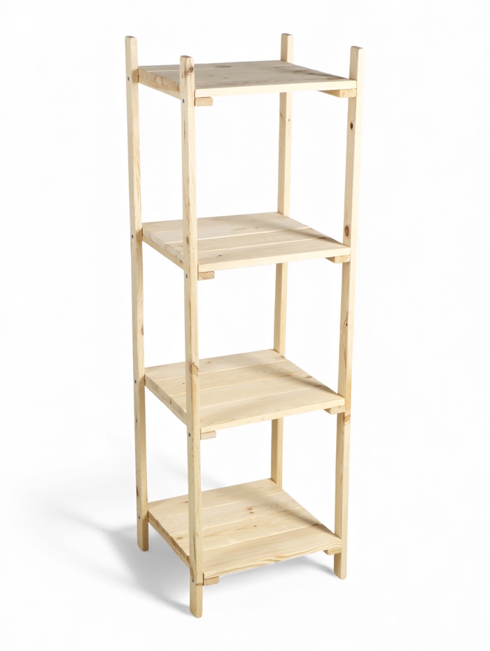 Стеллаж деревянный, 4 полки, 140×40×40 см, липа, напольный, «Добропаровъ»
