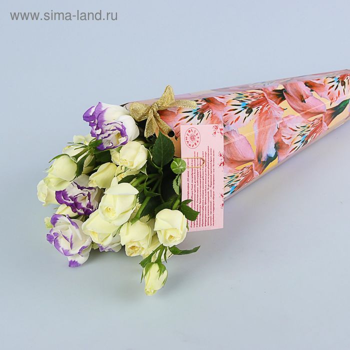 Конус для цветов "Альстромерия розовая" серия цветы, 27х13 см - Фото 1
