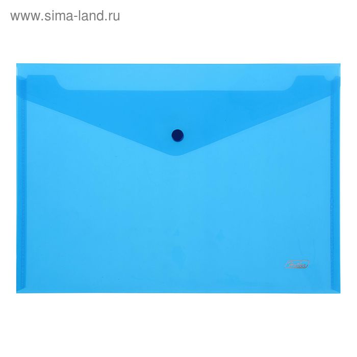 Папка-конверт на кнопке А4, 180 мкм, синяя - Фото 1
