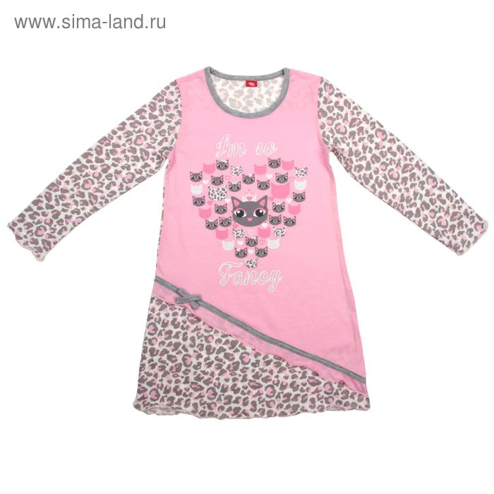 Сорочка ночная для девочки, рост 110 см (60), цвет розовый/серый CAK 5253_Д - Фото 1